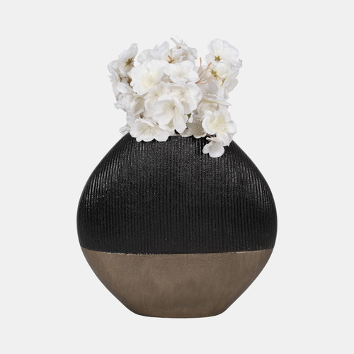 Sagebrook Home 11" Color Block Round Vase Black/brass Antique Wishlist Create New