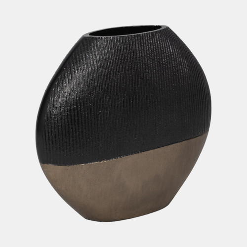 Sagebrook Home 11" Color Block Round Vase Black/brass Antique Wishlist Create New