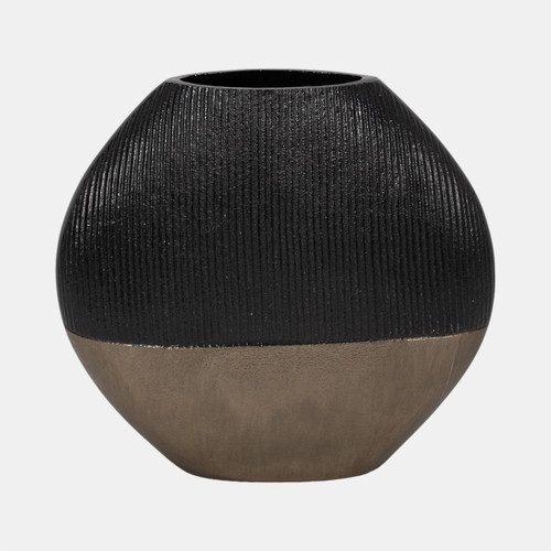 sagebrook home 11" Color Block Round Vase Black/brass Antique Wishlist Create New