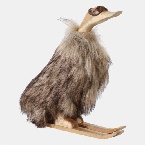 Sagebrook Home 11" Faux Fur Skiing Duck With Goggles Tan Wishlist Create New