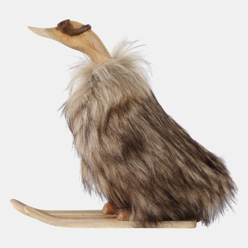 Sagebrook Home 11" Faux Fur Skiing Duck With Goggles Tan Wishlist Create New