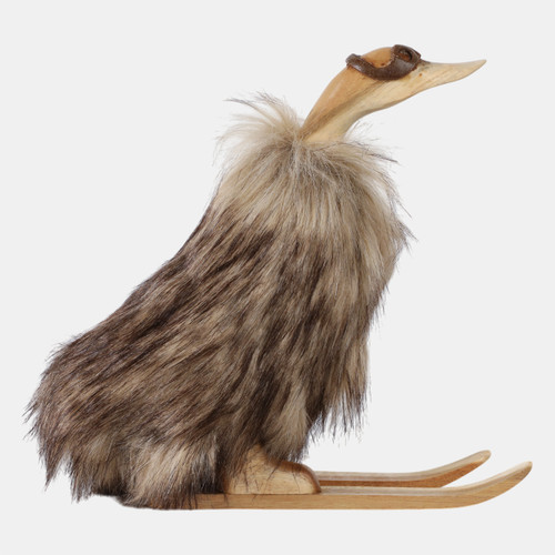 sagebrook home 11" Faux Fur Skiing Duck With Goggles Tan Wishlist Create New