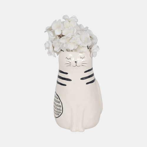 Sagebrook Home 11" Sitting Pretty Kitty With Vase Opening White/ Wishlist Create New