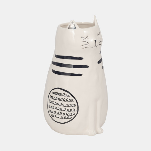 Sagebrook Home 11" Sitting Pretty Kitty With Vase Opening White/ Wishlist Create New