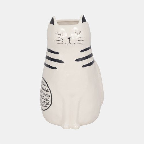 sagebrook home 11" Sitting Pretty Kitty With Vase Opening White/ Wishlist Create New