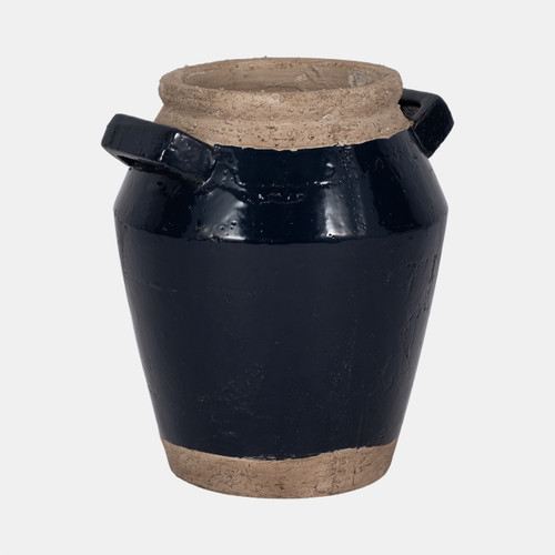 Sagebrook Home 11" Squared Handle Vase Navy/tan Wishlist Create New