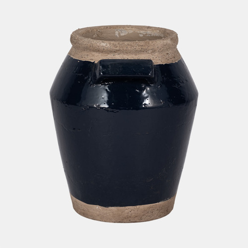 Sagebrook Home 11" Squared Handle Vase Navy/tan Wishlist Create New