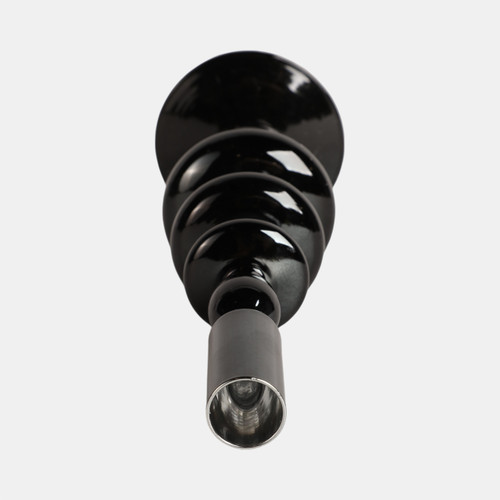 Sagebrook Home 11" Vintage Glass Taper Candle Holder Black Wishlist Create New