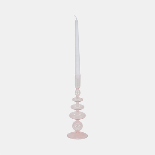 Sagebrook Home 11" Vintage Glass Taper Candle Holder Pink Wishlist Create New