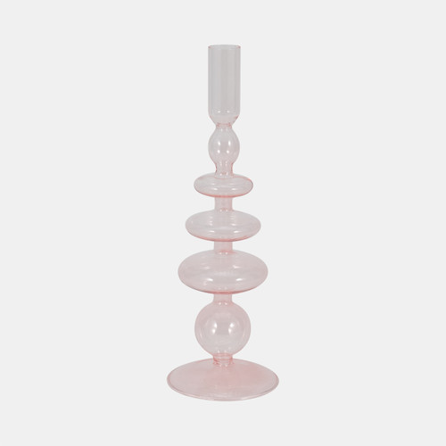 sagebrook home 11" Vintage Glass Taper Candle Holder Pink Wishlist Create New
