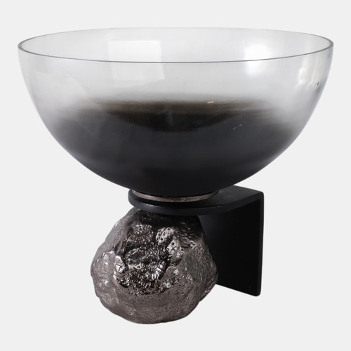 Sagebrook Home 11x10" Glass Bowl On Rock Pedestal Black/silver Wishlist Create New
