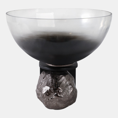 Sagebrook Home 11x10" Glass Bowl On Rock Pedestal Black/silver Wishlist Create New