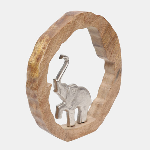 Sagebrook Home 11x11" Elephant In Wood Round Silver/natural Wishlist Create New