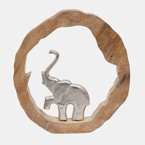 sagebrook home 11x11" Elephant In Wood Round Silver/natural Wishlist Create New