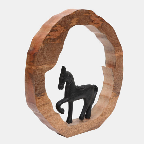 Sagebrook Home 11x11" Horse In Wood Round Black/natural Wishlist Create New