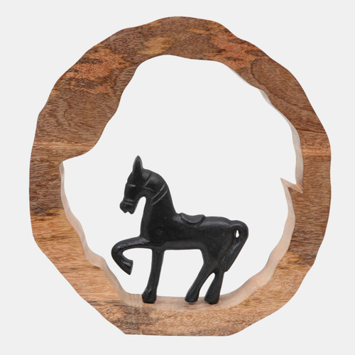 sagebrook home 11x11" Horse In Wood Round Black/natural Wishlist Create New