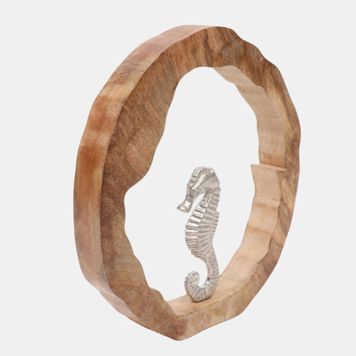 Sagebrook Home 11x11" Seahorse In Wood Round Silver/natural Wishlist Create New