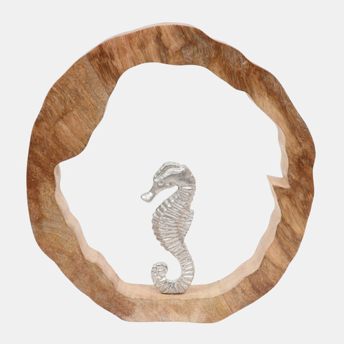 sagebrook home 11x11" Seahorse In Wood Round Silver/natural Wishlist Create New