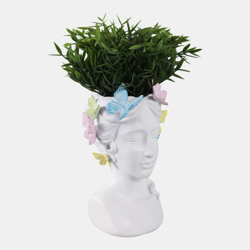 Sagebrook Home 11x7" Lady With Butterflies Planter White Multi Wishlist Create New