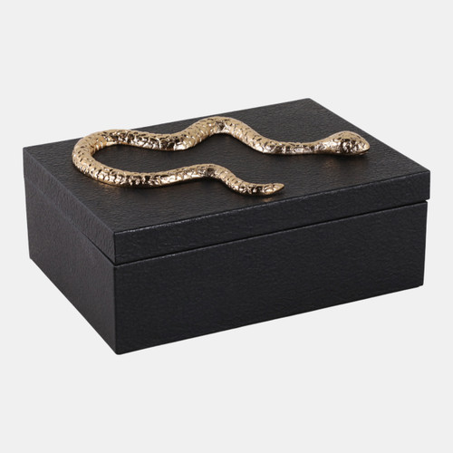 sagebrook home 11x8" Faux Leather Snake Box Black/gold Wishlist Create New