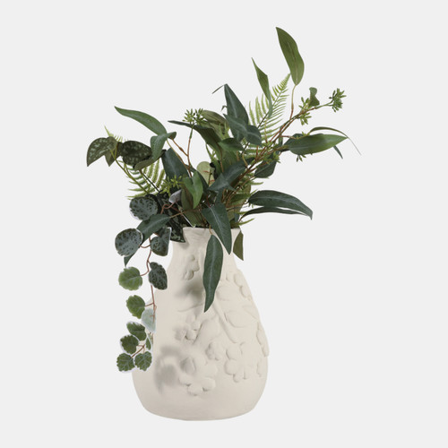 Sagebrook Home 11x9" Paper Mache Floral Embossed Vase Ivory Wishlist Create New