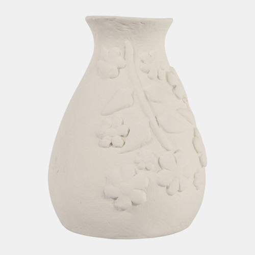 Sagebrook Home 11x9" Paper Mache Floral Embossed Vase Ivory Wishlist Create New