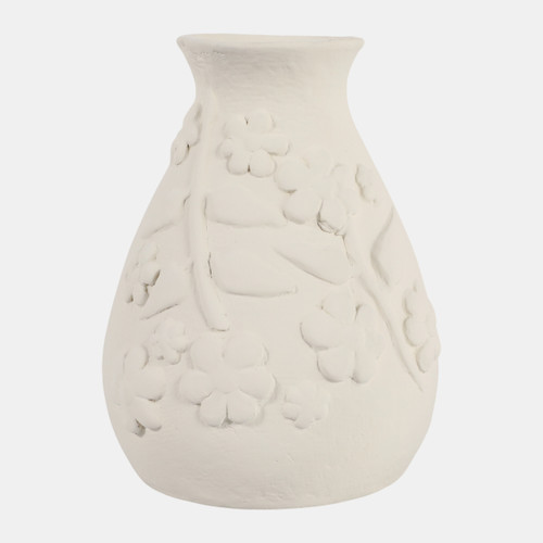 sagebrook home 11x9" Paper Mache Floral Embossed Vase Ivory Wishlist Create New