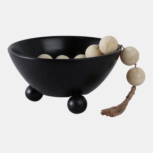 Sagebrook Home 12" Bowl With Ball Feet Black Wishlist Create New