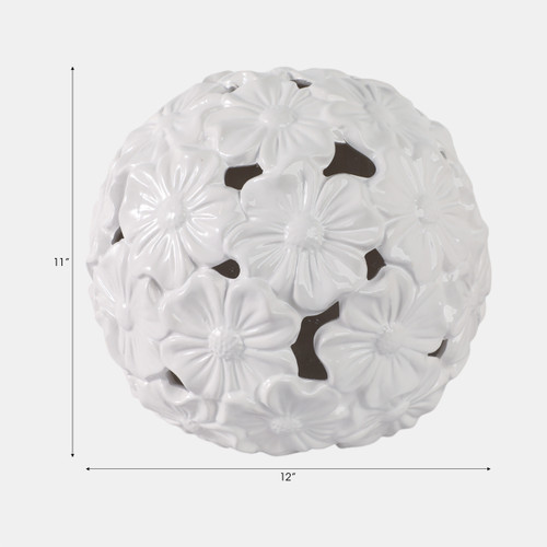 Sagebrook Home 12" Flower Cut-out Garden Orb White Wishlist Create New