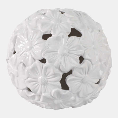 sagebrook home 12" Flower Cut-out Garden Orb White Wishlist Create New
