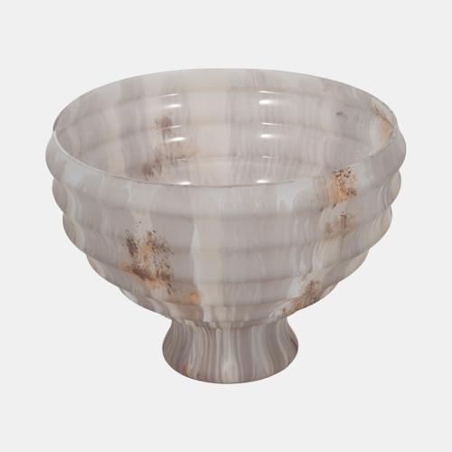 Sagebrook Home 12" Glass Pedestal Bowl Opal Finish Ivory Multi Wishlist Create New