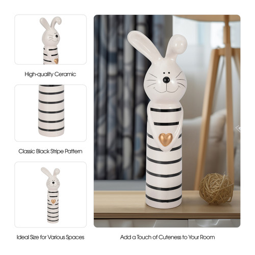 Sagebrook Home 12" Lines Bunny With Gold Heart White/black Wishlist Create New