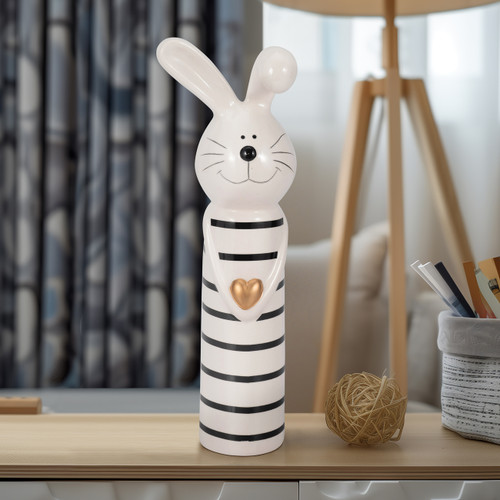 Sagebrook Home 12" Lines Bunny With Gold Heart White/black Wishlist Create New