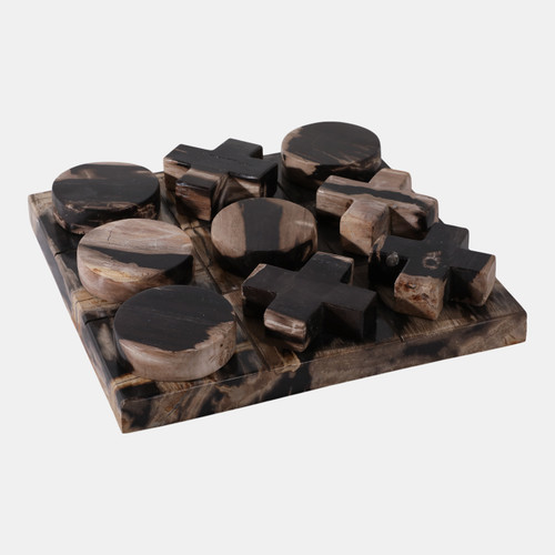 Sagebrook Home 12" Petrified Wood Tic-tac-toe Black Wishlist Create New