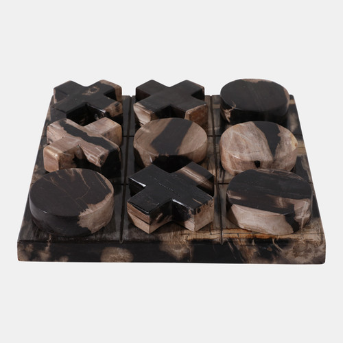 Sagebrook Home 12" Petrified Wood Tic-tac-toe Black Wishlist Create New