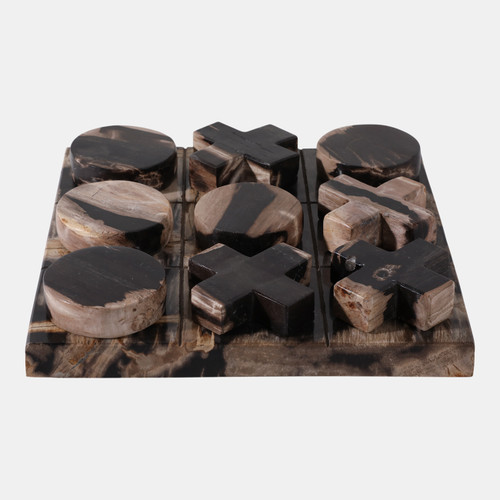 sagebrook home 12" Petrified Wood Tic-tac-toe Black Wishlist Create New