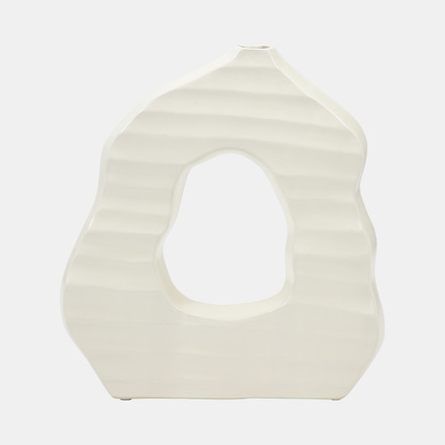 sagebrook home 12" Ribbed Open-cut Out Vase Ivory Wishlist Create New