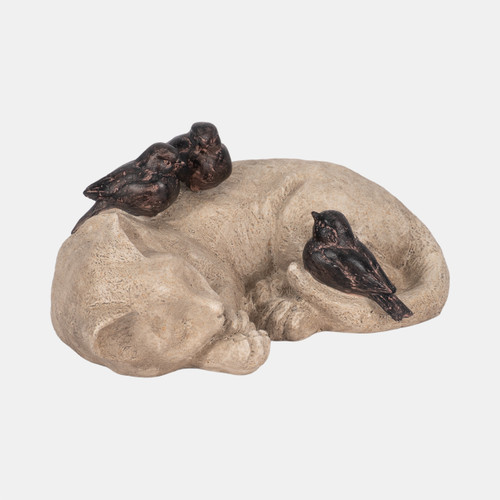 Sagebrook Home 12" Sleeping Kitty With Birds White/brown Wishlist Create New