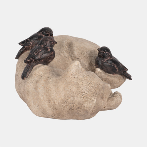 Sagebrook Home 12" Sleeping Kitty With Birds White/brown Wishlist Create New