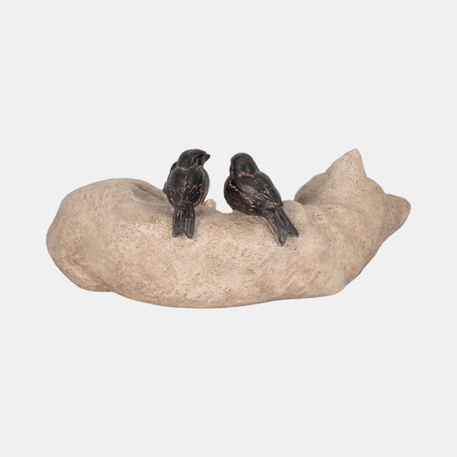 Sagebrook Home 12" Sleeping Kitty With Birds White/brown Wishlist Create New