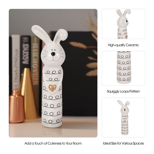 Sagebrook Home 12" Squiggly Bunny With Gold Heart White/black Wishlist Create New
