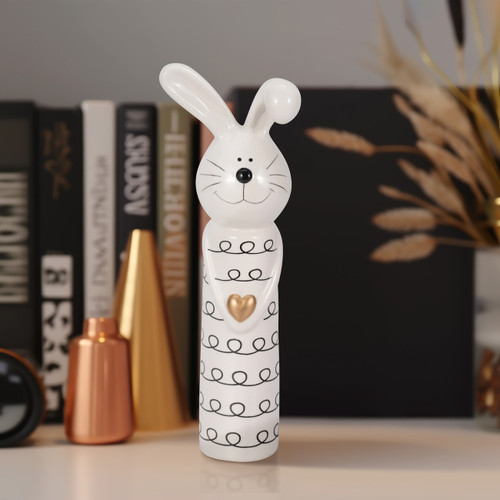 Sagebrook Home 12" Squiggly Bunny With Gold Heart White/black Wishlist Create New