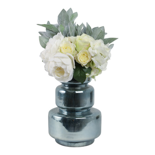 Sagebrook Home 12" Stacked Cylinder Glass Vase Blue Silver Wishlist Create New