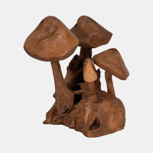 Sagebrook Home 12" Teak Wood Mushroom Cluster Natural Wishlist Create New