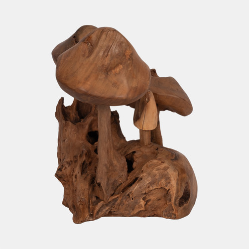 Sagebrook Home 12" Teak Wood Mushroom Cluster Natural Wishlist Create New