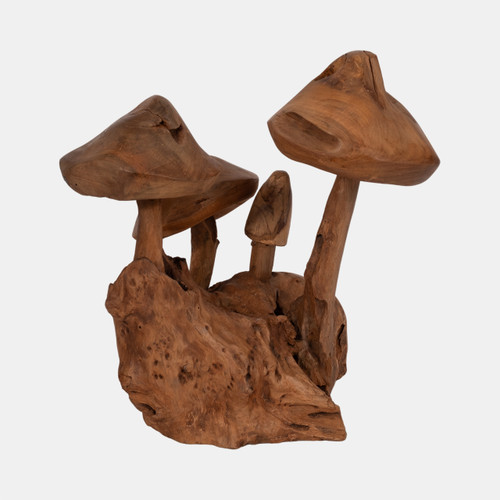 Sagebrook Home 12" Teak Wood Mushroom Cluster Natural Wishlist Create New