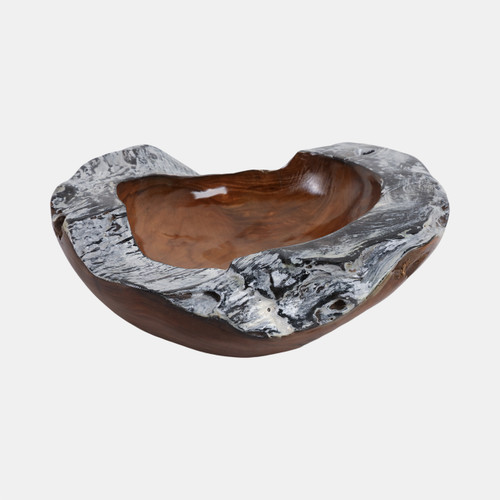 sagebrook home 12" Teakwood Bowl W/burnt Edges Dark Natural Wishlist Create New