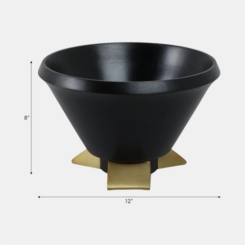 Sagebrook Home 12" Wooden Bowl W/ Metal Legs Black Wishlist Create New