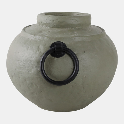 Sagebrook Home 12x10" Ecomix Vase With Metal Handles Green/ Blk Wishlist Create New