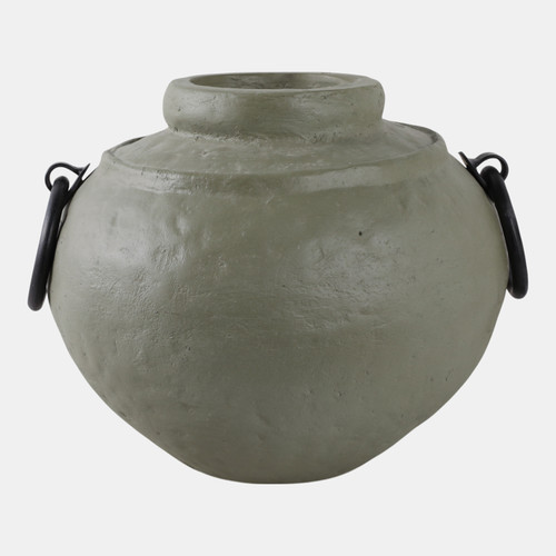 sagebrook home 12x10" Ecomix Vase With Metal Handles Green/ Blk Wishlist Create New